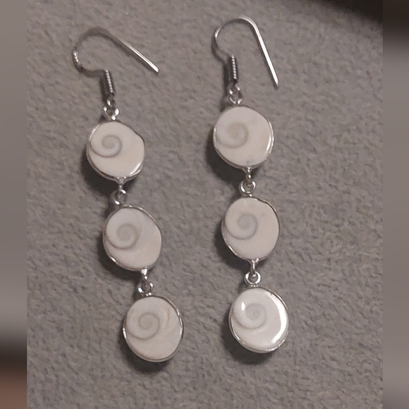 Triple Stone Shiva Eye Dangle Earrings - Picture 3 of 4